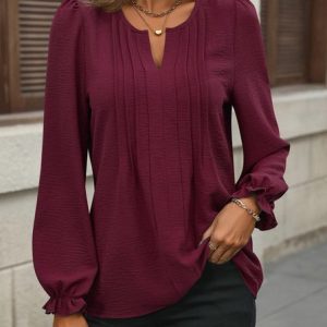 Loose Casual Plain Shirt, Blouses & Shirts, Roselinlin - Online Catalog