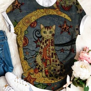 Casual Short Sleeve Round Neck Top, T-shirts, color:Deep Blue|size:3XL, Noracora