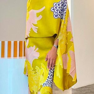 Loose Elegant Floral Shirt, Blouses and Shirts, color:Yellow|size:XXL, Stylewe
