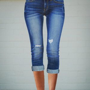 Low Waist Pocket Design Ripped Capris Jeans, Jeans, chicme - Women's Fashion Online