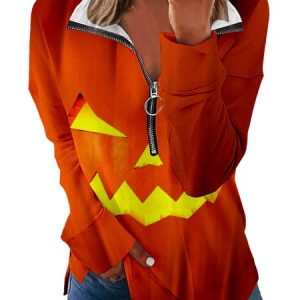 Casual V Neck Halloween Sweatshirt Zipper, Hoodies & Sweatshirts, color:Color9|size:XXL, Noracora