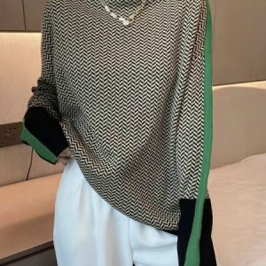 Urban Geometric Turtleneck Long Sleeve Sweater, Pullovers, color:Black|size:XXL, Stylewe