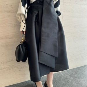 Plain Urban Regular Fit Long Skirt, Skirts, color:Black|size:XXL, Stylewe