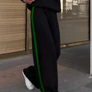 Loose Casual Color Block Casual Long Pants, Pants, color:Black|size:XXL, Stylewe