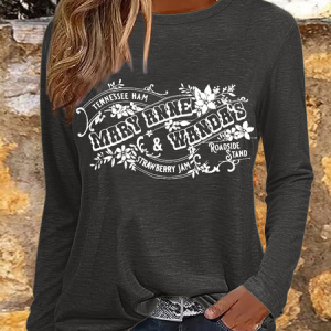 Women's Goodbye Earl Cotton-Blend Text Letters Casual Long Sleeve Shirt, Long sleeves, Lilicloth.com