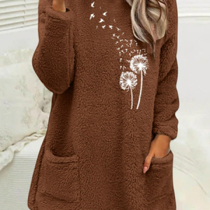 Loose Fluff/Granular Fleece Fabric Crew Neck Casual Sweatshirt, Hoodies&Sweatshirts, Lilicloth.com