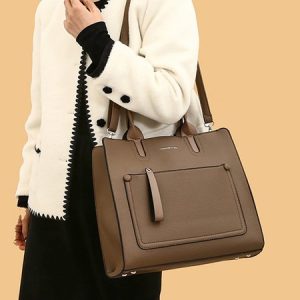 Women Minimalist Large Capacity Tote Handbag with Crossbody Strap, Bags, color:Khaki|size:One-size, Stylewe