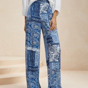 Casual Ethnic Long Pant, Pants, color:Deep Blue|size:XXL, Noracora