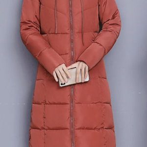 Women's Plain Hooded Zipper Thicken Loose Padded Jacket, Coats, color:Cameo|size:5XL, Noracora