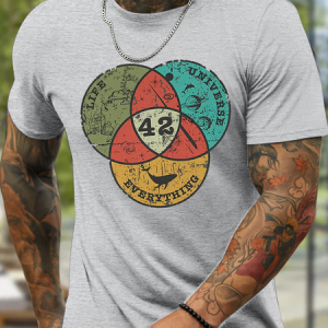 Men's Funny Life The Universe & Everything Crew Neck Cotton Casual T-Shirt, T-shirts, Lilicloth.com