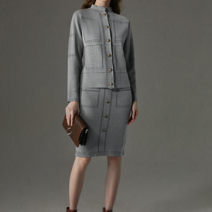 Loose High Elasticity Stand Collar Long Sleeve Elegant Cardigan, Cardigans, color:Gray|size:XXL, Stylewe