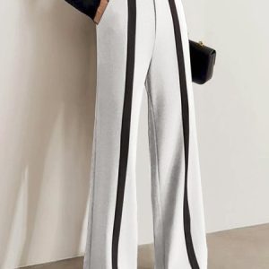 Loose Striped Urban Pants, Pants, color:Black-white|size:XXL, Stylewe
