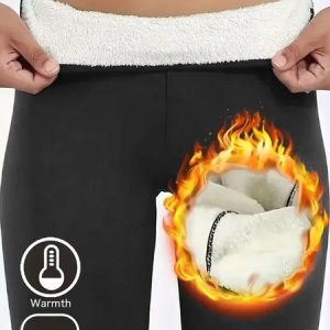 Women Basics Plain High Waist Skinny Soft Clouds Fleece Leggings, Leggings, color:Deep Gray|size:5XL, Noracora