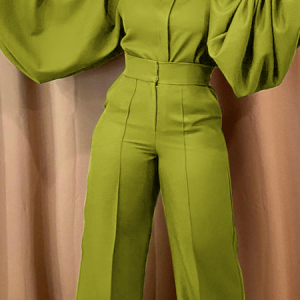 Loose Urban Shirt Collar Long Sleeve Blouse, Blouses and Shirts, color:Green|size:XXL, Stylewe