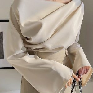 Loose Urban Others Plain Shirt, Blouses and Shirts, color:Apricot|size:XXL, Stylewe