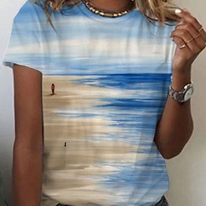 Short Sleeve Printed Cotton Casual T-shirt, T-shirts, color:Multicolor|size:3XL, Noracora