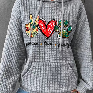 Animal,Dog,Peace, Love & Paws Simple Hoodie Hoodie, Hoodies&Sweatshirts, Lilicloth.com