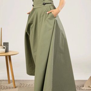 Urban Daily Plain Regular Fit Skirt, Skirts, color:Green|size:XXL, Stylewe