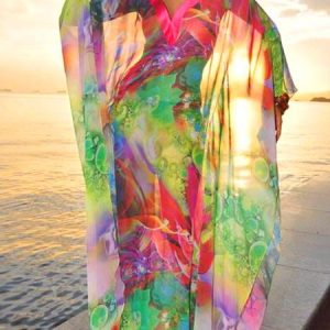 V Neck Abstract Loose Vacation Dress, Maxi Dresses, color:As Picture|size:XXL, Stylewe