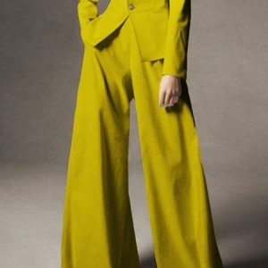 Regular Fit Urban Plain Fashion Pants, Pants, color:Yellow|size:XXL, Stylewe