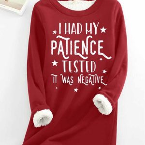 WomenвЂs Funny Word Had My Patience Tested Negative Loose Text Letters Sweatshirt, Hoodies&Sweatshirts, Lilicloth.com