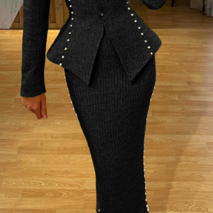 Elegant Plain Regular Fit Midi Skirt, Skirts, color:Black|size:XXL, Stylewe
