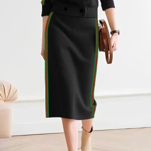 Regular Fit Urban Color Block Midi Skirt, Skirts, color:Black|size:XXL, Stylewe