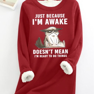 Casual Crew Neck Funny Cat Sweatshirt, Hoodies & Sweatshirts, color:Red|size:3XL, catalog Noracora shop