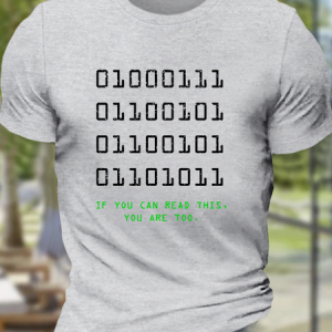 Men's Funny Geek In Binary Code Casual Loose Cotton T-Shirt, T-shirts, Lilicloth.com