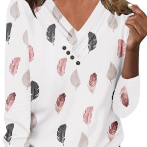 Casual Jersey Loose Floral T-Shirt, Long sleeves, Lilicloth.com