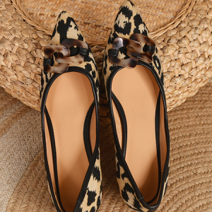 Casual All Season Shaped Heel Fleece Glove Shoes, Heels, color:Leopard|size:40, Stylewe