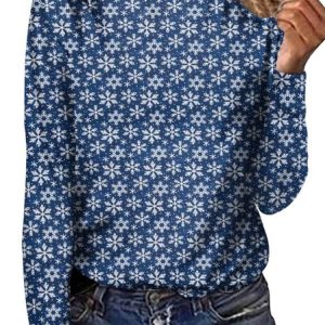 Casual Christmas Crew Neck Long Sleeve T-shirt, T-shirts, color:Color5|size:5XL, catalog Noracora shop