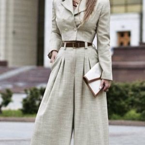 Long sleeve Elegant Regular Fit Lapel Collar Jacket, Jackets, color:Apricot|size:XXL, Stylewe