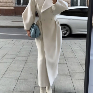 Plus Size Plain Regular Fit Lapel Collar Elegant Coat, Plus Outerwear, color:White|size:4X, Stylewe