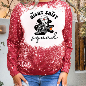Casual Crew Neck Halloween Sweatshirt, Hoodies & Sweatshirts, color:Red-black|size:5XL, Noracora