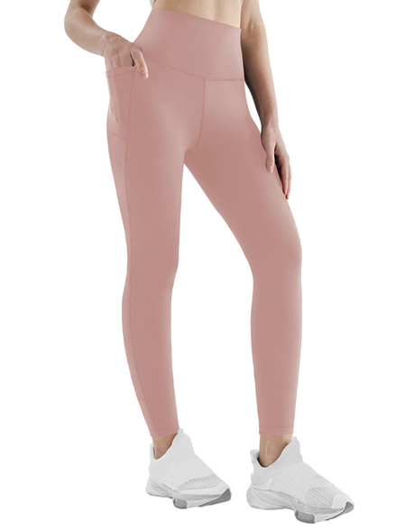 Women's Casual Plain All Season Pocket Stitching Ankle Pants Leggings, JustFashionNow Leggings, color:Pink|size:XXL,