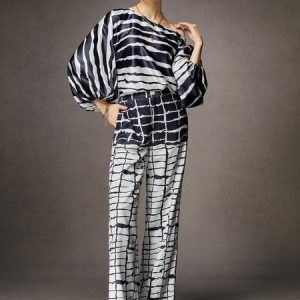Abstract Urban Loose Three Quarter Sleeve Shirt, Blouses and Shirts, color:Blue|size:XXL, Stylewe