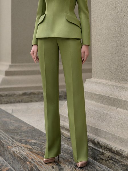 Plain Elegant Fashion Long Pants, Pants, color:Green|size:XXL, Stylewe