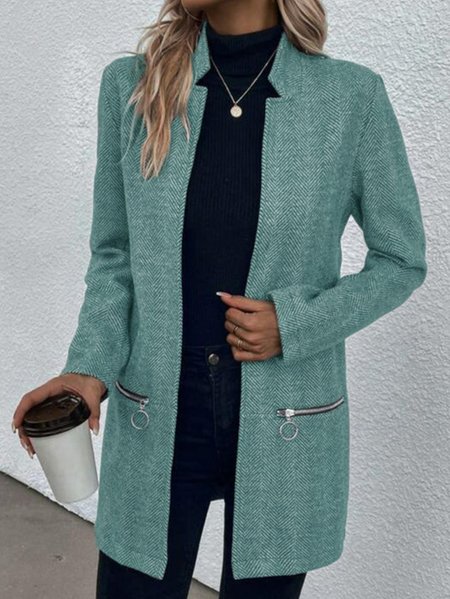 Women's Autumn Outerwear Casual Zipper Herringbone Long Sleeve Jacket, JustFashionNow Jackets, color:Blue|size:XXL,
