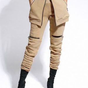 Regular Fit Plain Casual Mid Waist Pants, Pants, color:As Picture|size:XXL, Stylewe