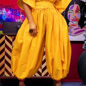 Loose Plain Urban Fashion Pants, Pants, color:Yellow|size:XXL, Stylewe