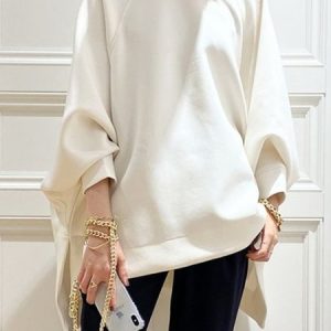 Plain Casual Loose Crew Neck Sweatshirt, Hoodies and Sweatshirts, color:White|size:XXL, Stylewe