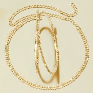 2pc/set Rhinestone Hoop Earring and Choker Jewelry Set, Necklaces, color:Golden|size:One-size, Stylewe