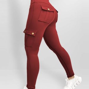 Pocket Design Butt Lifting Active Pants, Active Pants, chicme - Women's Fashion Online