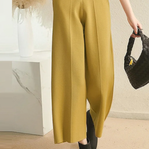 Plus Size Medium Elasticity Urban Plain Loose Pants Straight pants, Plus Pants, color:Yellow|size:4X, Stylewe