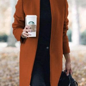 Women's Stand Collar Plain Coat, JustFashionNow Coats, color:Caramel|size:3XL,
