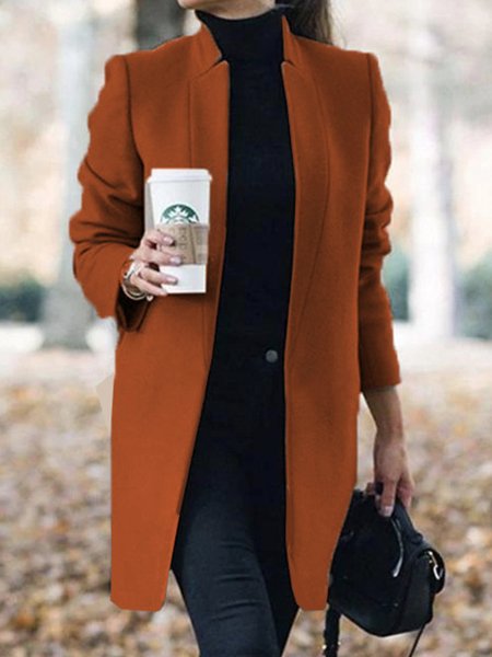 Women's Stand Collar Plain Coat, JustFashionNow Coats, color:Caramel|size:3XL,
