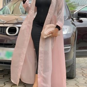 Organza Urban Loose Plain Long Sleeve Kimono, Kimonos, color:Light Pink|size:XXL, Stylewe