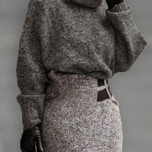 Long Sleeve Plain Urban Turtleneck Loose Sweater, Pullovers, color:Gray|size:XXL, Stylewe