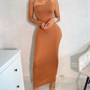 One Shoulder Sleeveless Bodycon Dress, Bodycon Dresses, chicme - Women's Fashion Online
